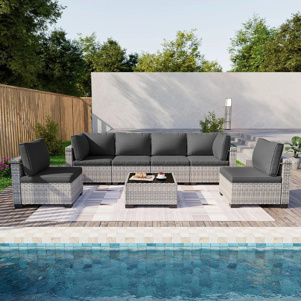 7-Piece Patio Furniture Set, Outdoor Patio Furniture with Thick Cushions, Rust-Resistant Frame, Garden Furnitures Sets
7-Piece Patio Furniture Set, Outdoor Patio Furniture with Thick Cushions, Rust-Resistant Frame, Garden Furnitures Sets