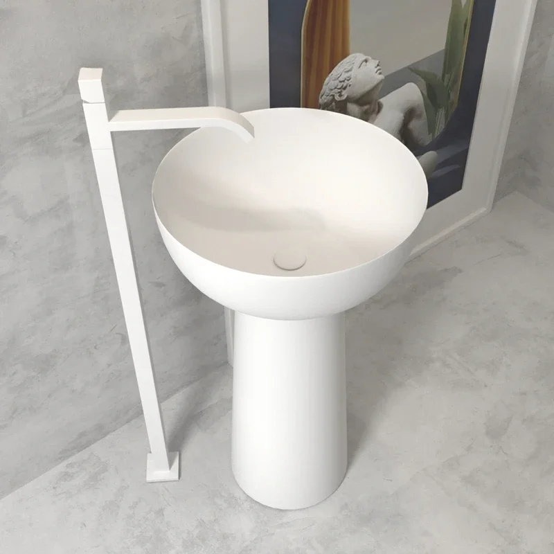 White outdoor balcony integrated floor-type hand-washing basin washstand pool sink column basin
White outdoor balcony integrated floor-type hand-washing basin washstand pool sink column basin