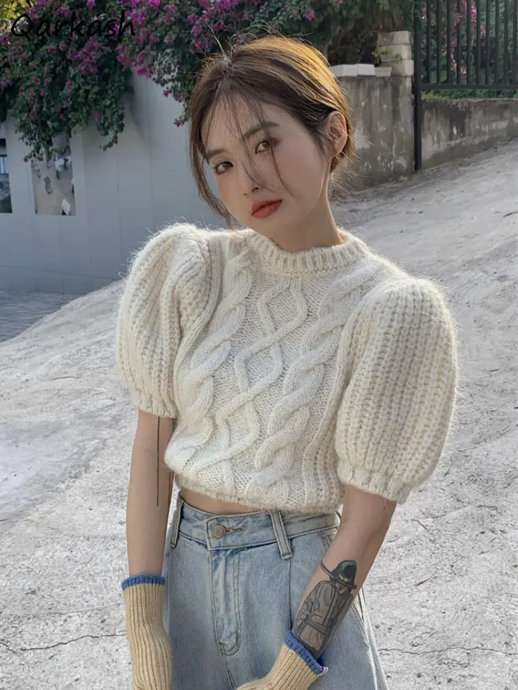Short Sleeve Pullovers Women Casual Sweaters Elegant Lovely Knitwear Autumn Clothing All-match Cropped Aesthetic Females Chic
Short Sleeve Pullovers Women Casual Sweaters Elegant Lovely Knitwear Autumn Clothing All-match Cropped Aesthetic Females Chic