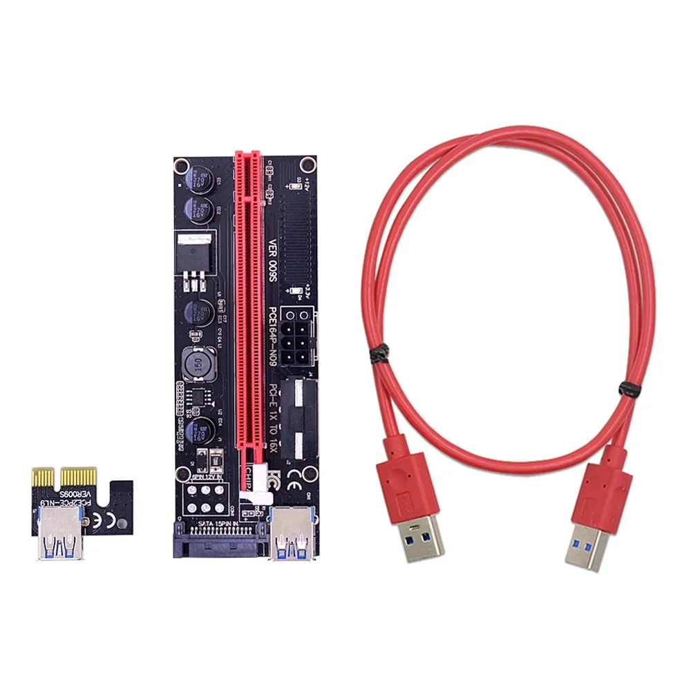New 10PCS VER 009S PCI-E Riser Card 009 PCIE 1X to 16X Extender Adapter Dual LED 1M 0.6M USB 3.0 Cable SATA 6Pin 4Pin Power
New 10PCS VER 009S PCI-E Riser Card 009 PCIE 1X to 16X Extender Adapter Dual LED 1M 0.6M USB 3.0 Cable SATA 6Pin 4Pin Power