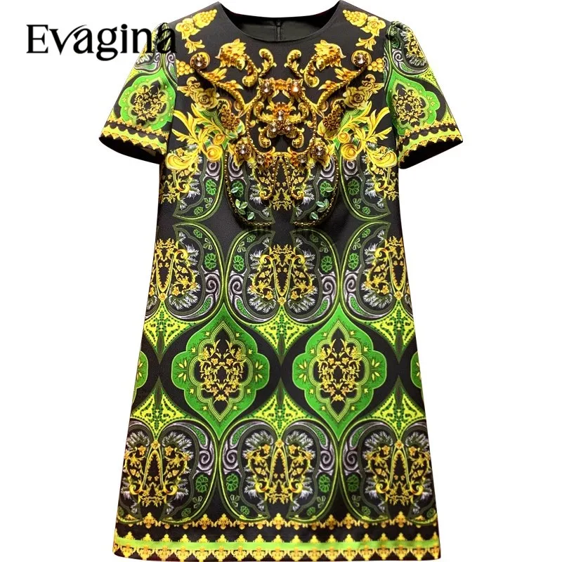 Evagina Retro Palace Print Nail Bead Loose Waist Mini dress 2023 Spring Summer New Women's Short Sleeved Holiday Elegant Dresses
Evagina Retro Palace Print Nail Bead Loose Waist Mini dress 2023 Spring Summer New Women's Short Sleeved Holiday Elegant Dresses