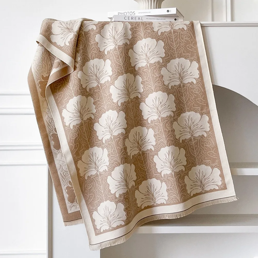 Уютный кашемировый шарф с узором листьев, мягкий теплый шарф-одеяло, холодостойкая ветрозащитная шаль с бахромой для зимнего сезона
Уютный кашемировый шарф с узором листьев, мягкий теплый шарф-одеяло, холодостойкая ветрозащитная шаль с бахромой для зимнего сезона