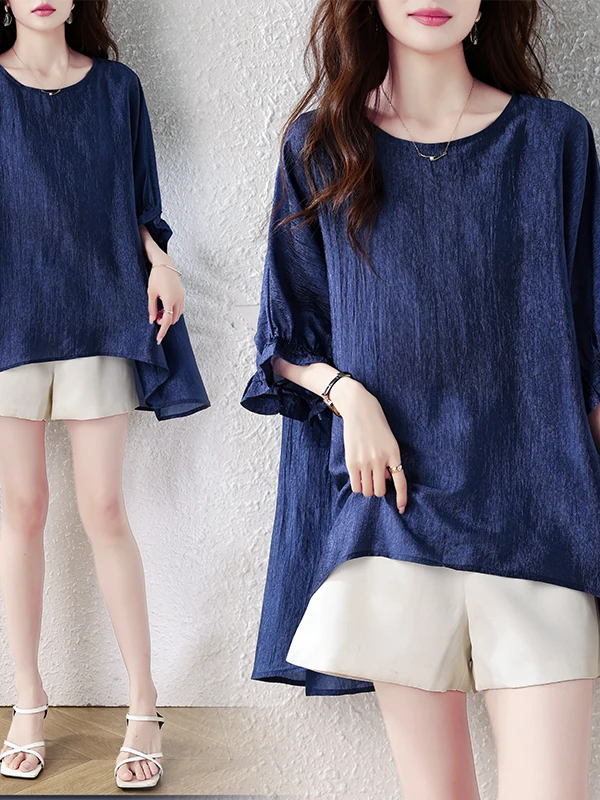 Loose plus Size Women's T-Shirt Summer 2026 New Style Anti-Aging Belly Covering Polyester Short Sleeve Mid-Length Top
Loose plus Size Women's T-Shirt Summer 2026 New Style Anti-Aging Belly Covering Polyester Short Sleeve Mid-Length Top