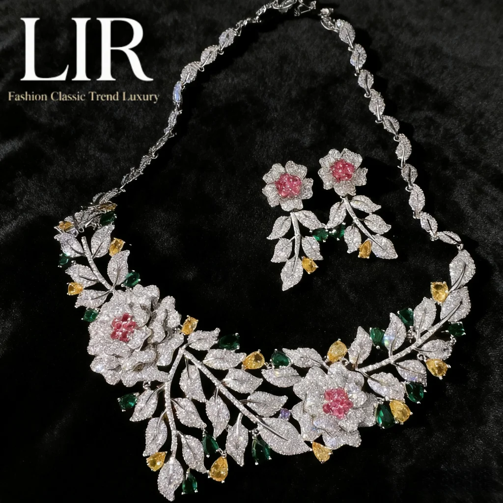 LIR Women's Custom Jewelry Set: Classic Camellia Gem Necklace, Vintage Rose AAA Zircon Earrings
LIR Women's Custom Jewelry Set: Classic Camellia Gem Necklace, Vintage Rose AAA Zircon Earrings