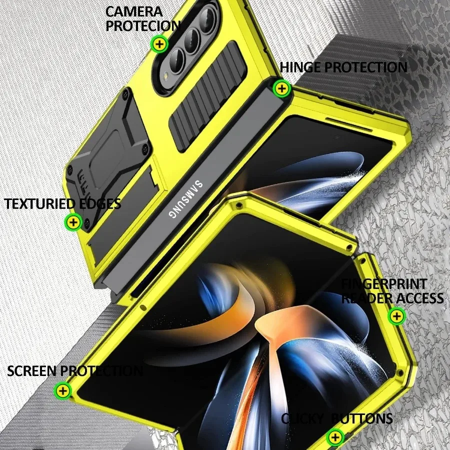 Metal Case 3 Layers Protection For Samsung Z Fold 4 Heavy Duty Aluminum Alloy 360 Shockproof Cover with Kickstand
Metal Case 3 Layers Protection For Samsung Z Fold 4 Heavy Duty Aluminum Alloy 360 Shockproof Cover with Kickstand