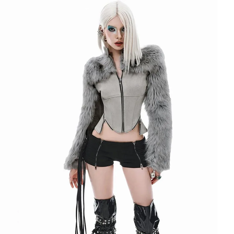STYLISH LADY Fur Suede Patchwork Jackets 2025 Autumn Women Long Sleeve Zipper Gray Slim Street Cropped Outwears
STYLISH LADY Fur Suede Patchwork Jackets 2025 Autumn Women Long Sleeve Zipper Gray Slim Street Cropped Outwears