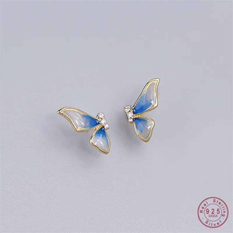 French Gradual Blue Enamel Butterfly Wing Studs Earring for Women 925 Sterling Silver Plated 14K Gold Exquisite Romantic Jewelry
French Gradual Blue Enamel Butterfly Wing Studs Earring for Women 925 Sterling Silver Plated 14K Gold Exquisite Romantic Jewelry