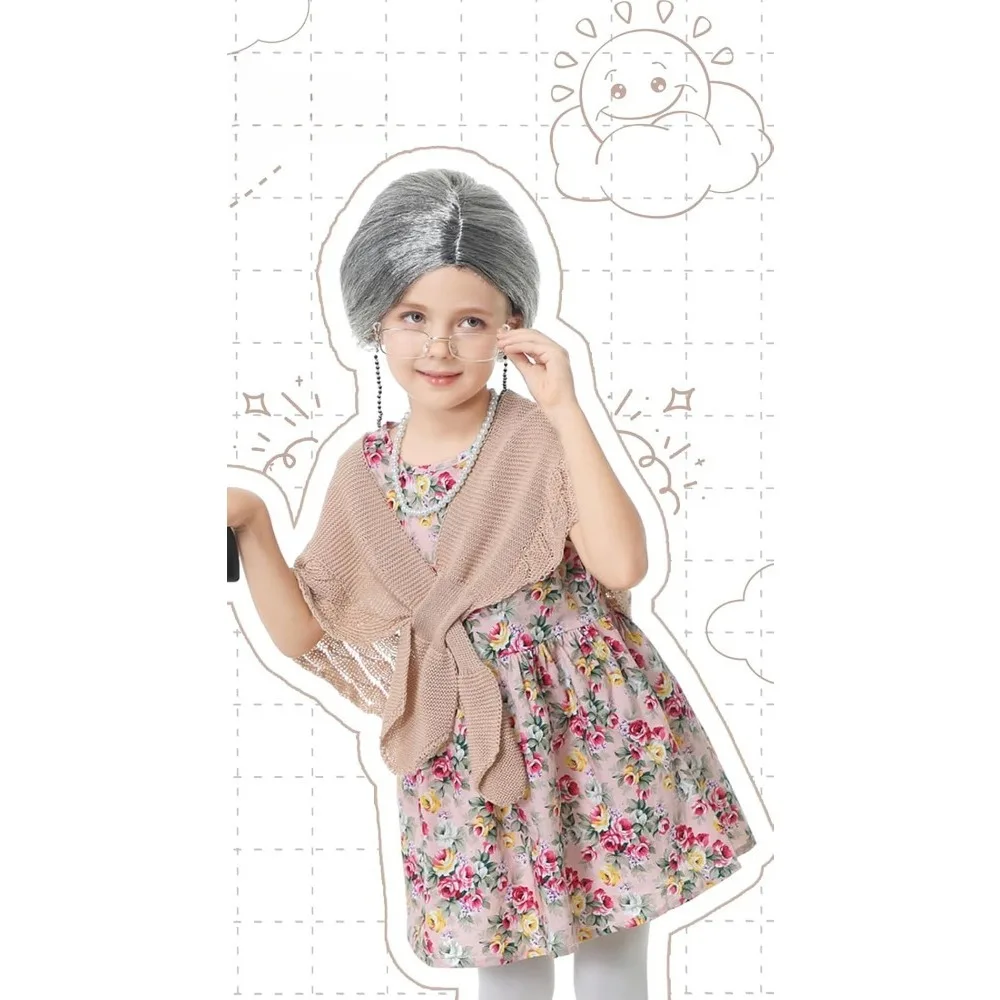 Kids Old Lady Costume for Girls-100th Day of School Dress Up with Grandma Glasses,Necklace,Wig&Granny Cane-Halloween&Christmas
Kids Old Lady Costume for Girls-100th Day of School Dress Up with Grandma Glasses,Necklace,Wig&Granny Cane-Halloween&Christmas