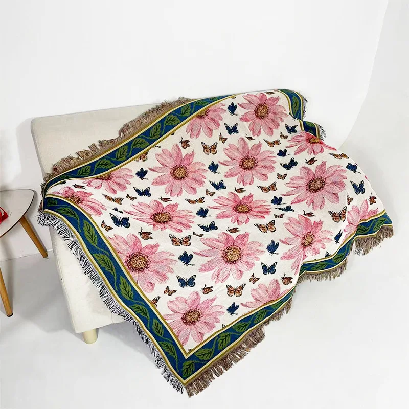 Reversible Woven Tapestry Throw Blanket with Fringe Tassels Wall Hanging Flowers and Plants Handicrafts Soft Travel Mat Outdoor
Reversible Woven Tapestry Throw Blanket with Fringe Tassels Wall Hanging Flowers and Plants Handicrafts Soft Travel Mat Outdoor