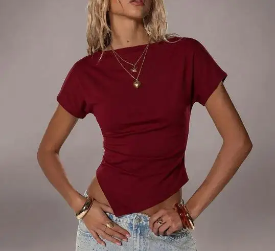 2026 Spring Women's Clothing New Product Fashionable Slimming and Slimming Top Solid Color Base Short Sleeve T-shirt
2026 Spring Women's Clothing New Product Fashionable Slimming and Slimming Top Solid Color Base Short Sleeve T-shirt