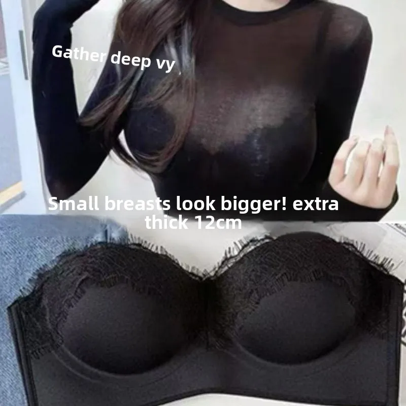Бюстгальтер пуш-ап без бретелек с подкладкой 12 см для небольшой груди | Невидимый кружевной край, нескользящий дизайн, боковое покрытие для подъема и формы
Бюстгальтер пуш-ап без бретелек с подкладкой 12 см для небольшой груди | Невидимый кружевной край, нескользящий дизайн, боковое покрытие для подъема и формы