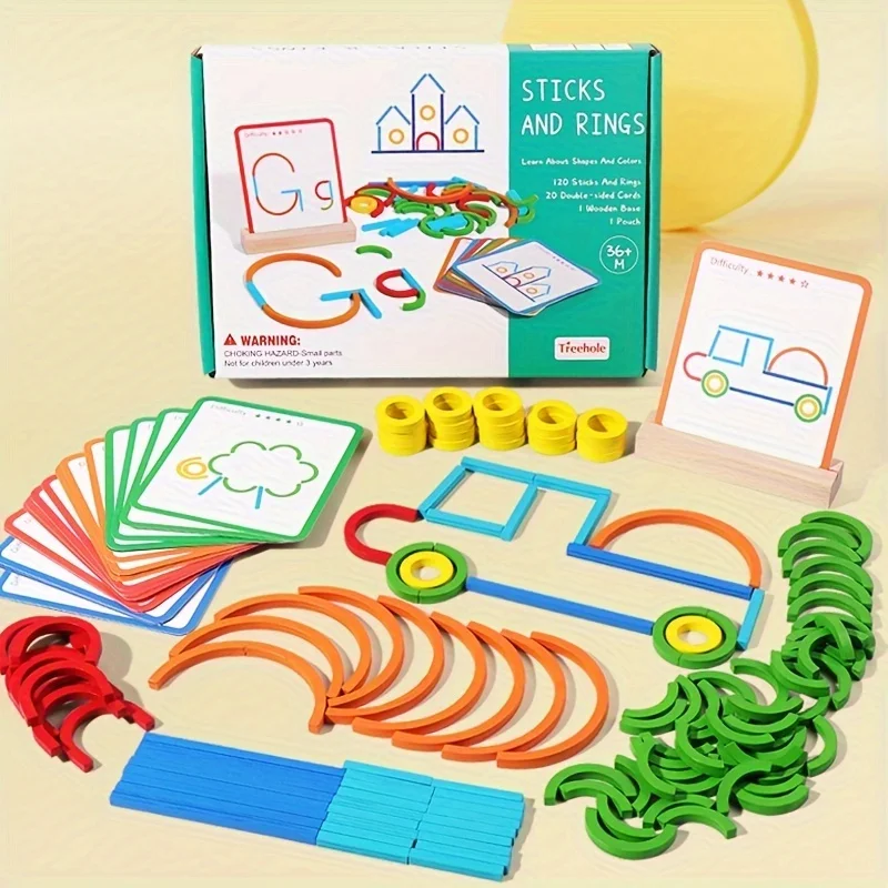 1 Set Wooden Creative Sticks and Rings Puzzle Intelligence Game Montessori Early Childhood Educational Toys for Children
1 Set Wooden Creative Sticks and Rings Puzzle Intelligence Game Montessori Early Childhood Educational Toys for Children