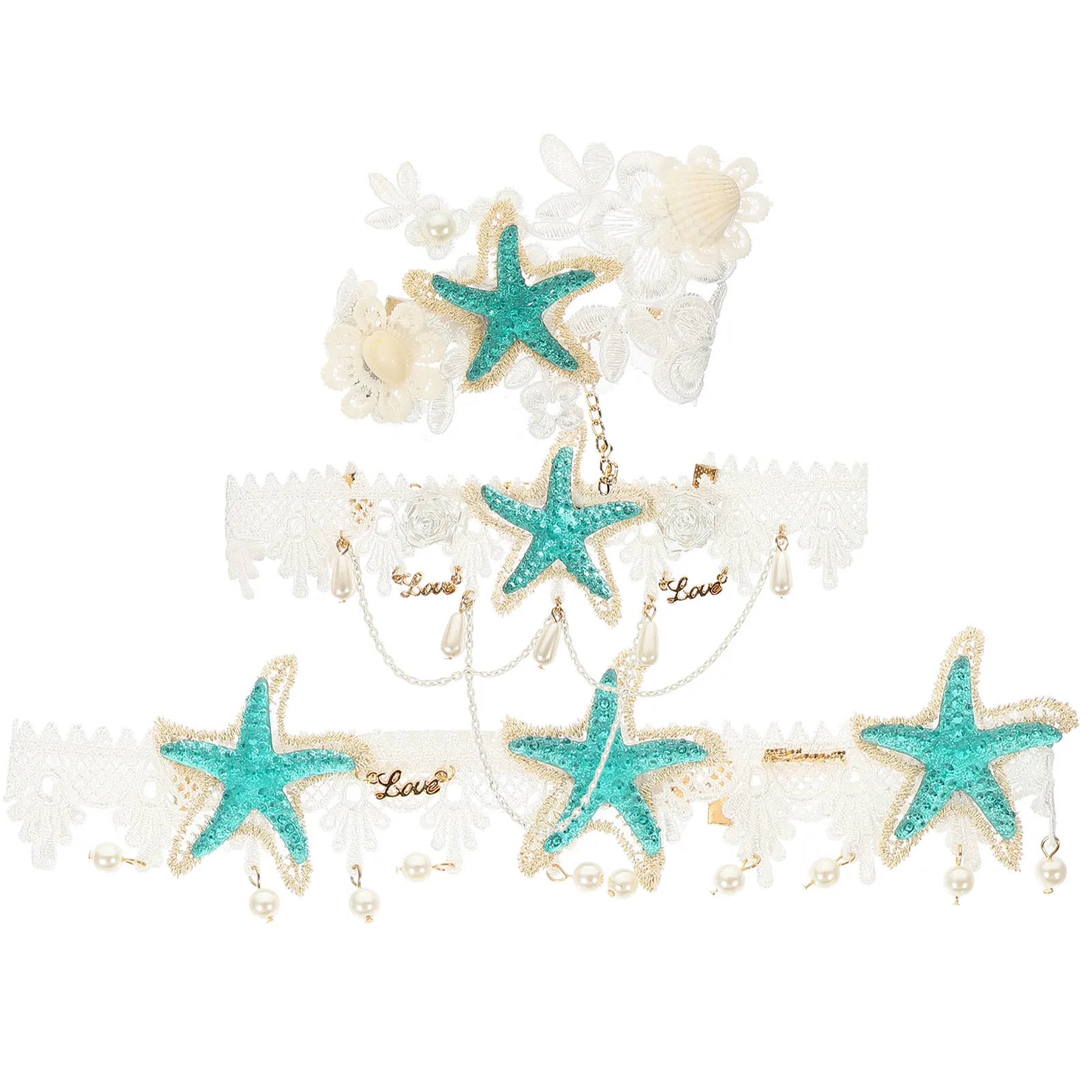 1 set 1 Set Sea Star Band Headpiece Pearl Necklace Wrist Decor Elegant Hair Ornament For Women Wedding Party Style
1 set 1 Set Sea Star Band Headpiece Pearl Necklace Wrist Decor Elegant Hair Ornament For Women Wedding Party Style
