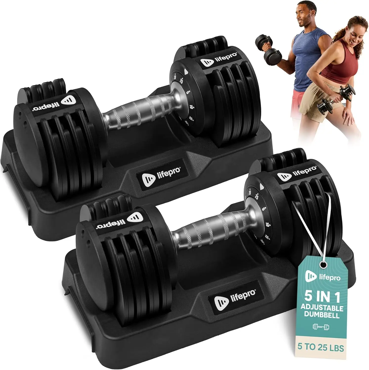 Adjustable Dumbbell Set 5-25 lbs Quick Change with Non-Slip Handle for Home Gym Strength Training
Adjustable Dumbbell Set 5-25 lbs Quick Change with Non-Slip Handle for Home Gym Strength Training