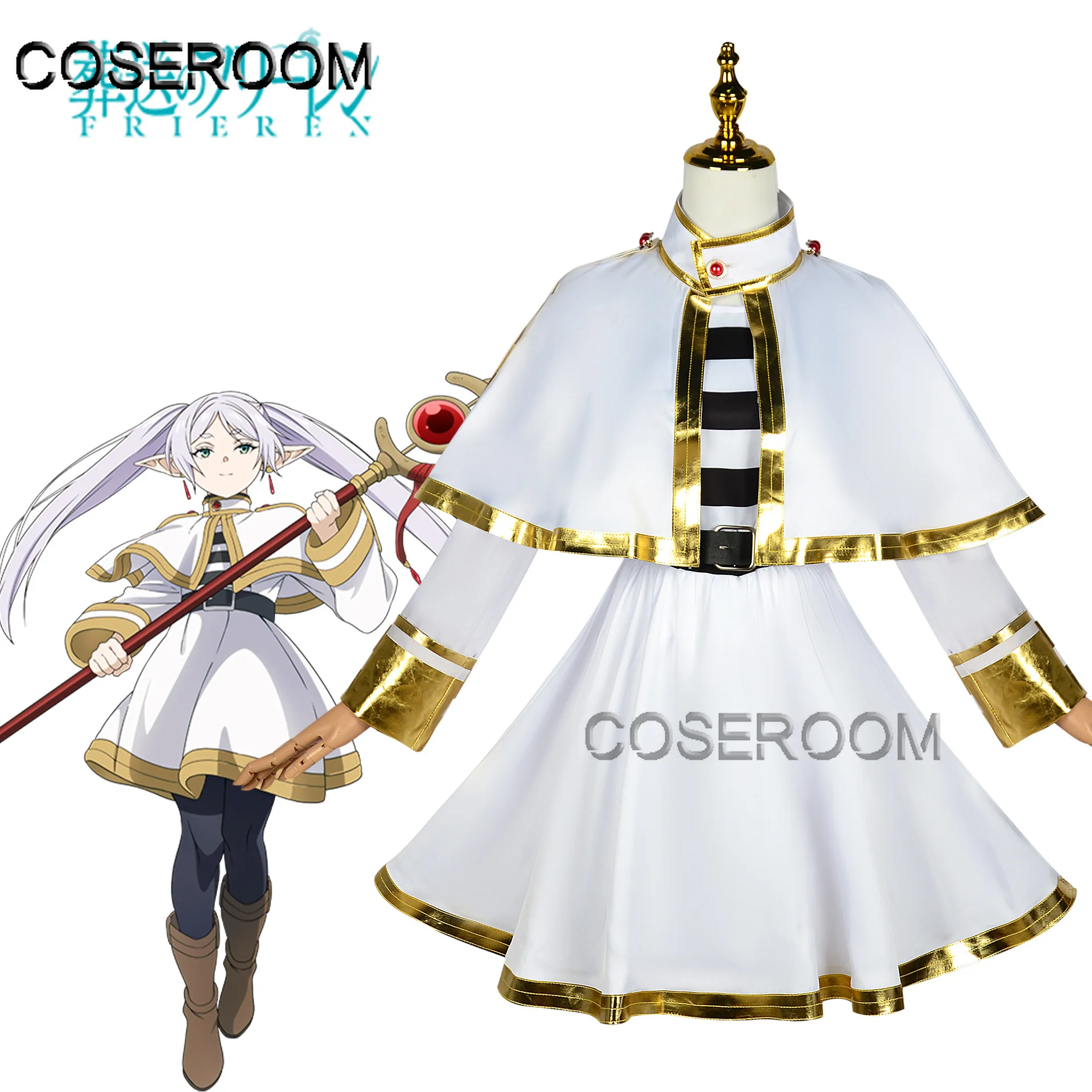 Sousou No Frieren Cosplay Costume Wigs Shoes Anime Magician Dress Elf Ear Halloween Party Charistmas for Women Girls
Sousou No Frieren Cosplay Costume Wigs Shoes Anime Magician Dress Elf Ear Halloween Party Charistmas for Women Girls