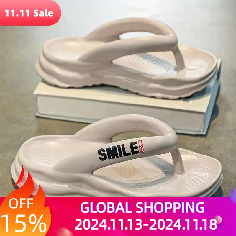 Flip-flops Men's Outer Wear Non-slip Thick Bottom Stomping Shit Feeling Slippers Men's Fashion Beach Shoes Sandals Soft Letters
Flip-flops Men's Outer Wear Non-slip Thick Bottom Stomping Shit Feeling Slippers Men's Fashion Beach Shoes Sandals Soft Letters