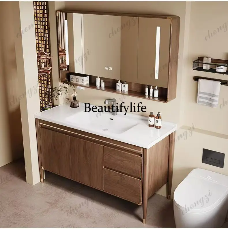 PPP New Arrival New Chinese Style Solid Oak Bathroom Vanity Floor Standing Integrated Ceramic Sink Washbasin Cabinet Combo
PPP New Arrival New Chinese Style Solid Oak Bathroom Vanity Floor Standing Integrated Ceramic Sink Washbasin Cabinet Combo