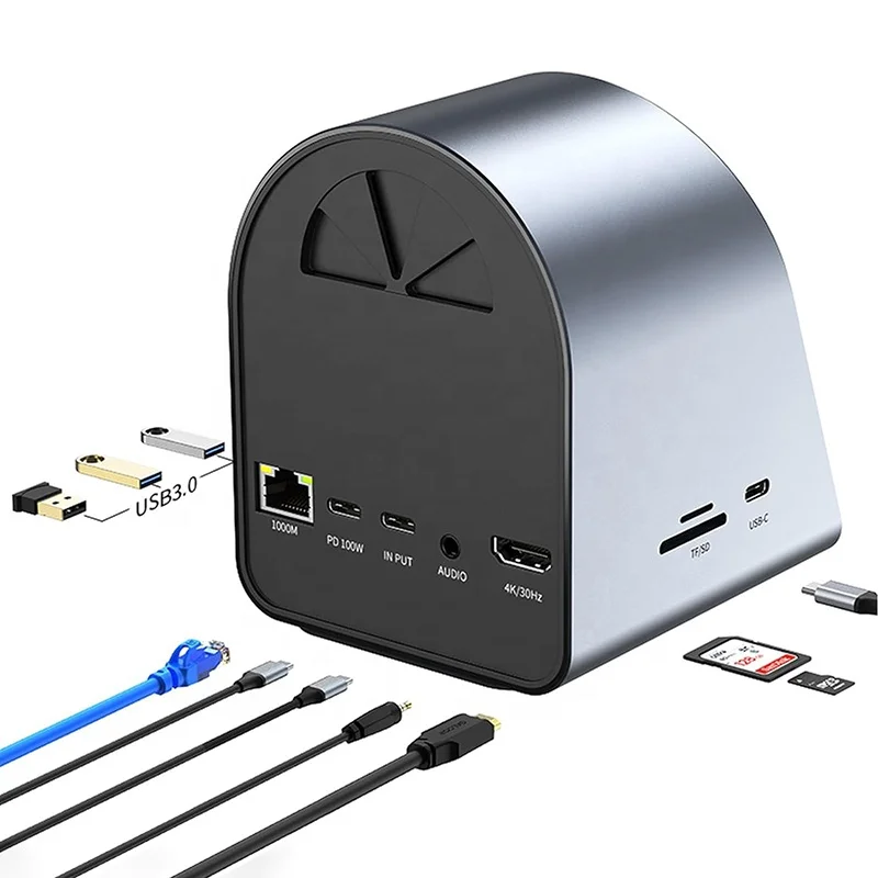 10 in 1 USB C Type C Type-C Multiport Docking Station Hub with USB 3.0 Gigabit Ethernet PD Wireless Charging Support 4K HD
10 in 1 USB C Type C Type-C Multiport Docking Station Hub with USB 3.0 Gigabit Ethernet PD Wireless Charging Support 4K HD