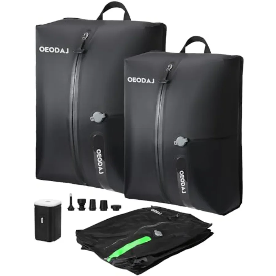 Travel vacuum bags with wireless pump for carry-on suitcase and backpack use, made of reusable waterproof material, black color
Travel vacuum bags with wireless pump for carry-on suitcase and backpack use, made of reusable waterproof material, black color