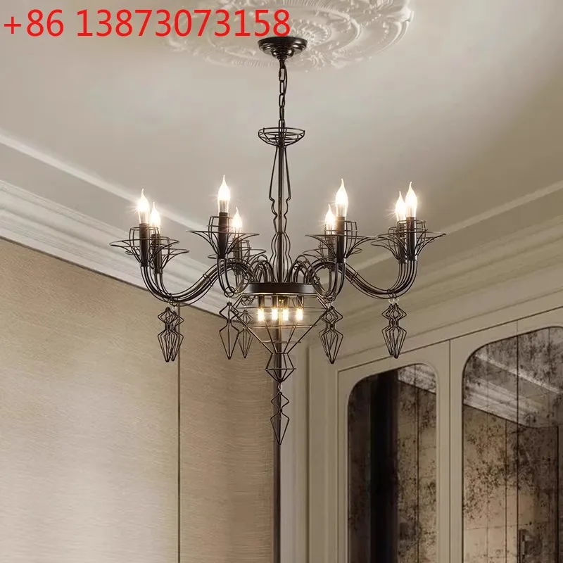 French retro living room main light American baroque black chandelier advanced sense staircase duplex hall lamp
French retro living room main light American baroque black chandelier advanced sense staircase duplex hall lamp