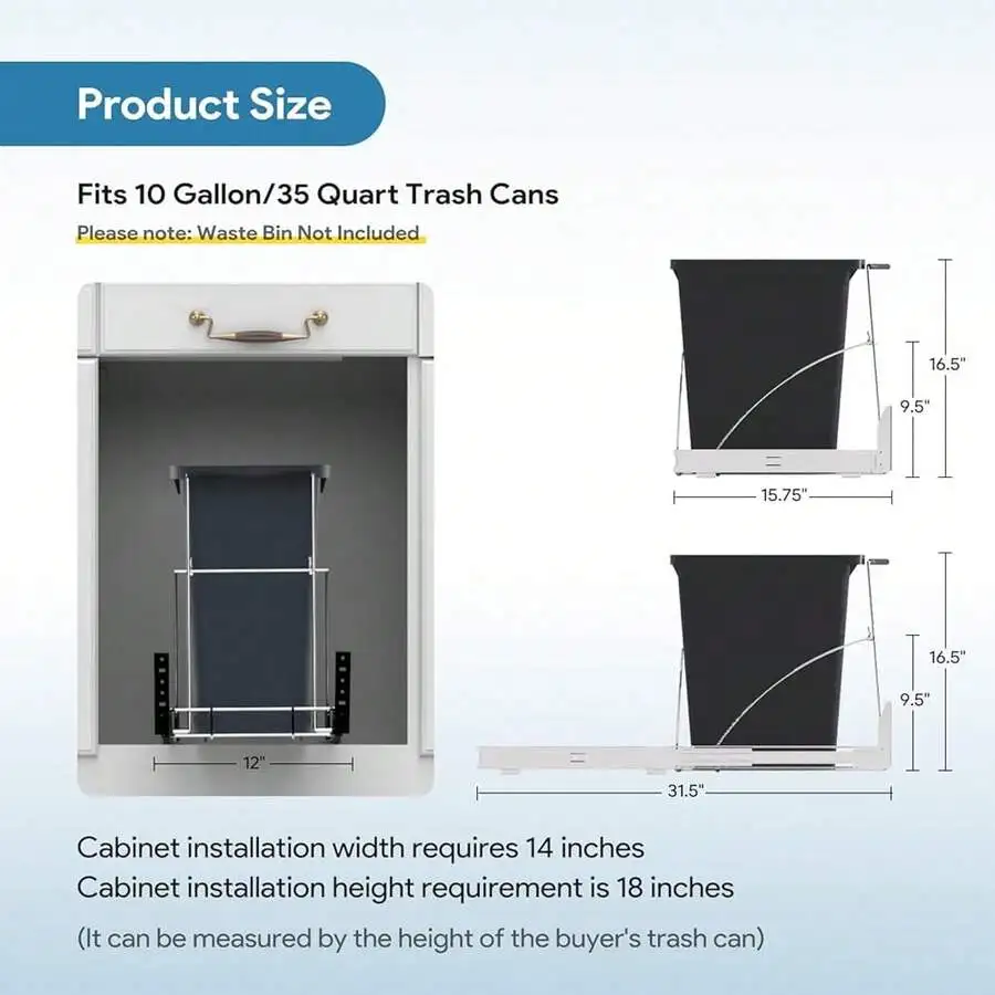 Pull Out Trash Can Under Cabinet With Ball Bearing Slides Chrome Finish
Pull Out Trash Can Under Cabinet With Ball Bearing Slides Chrome Finish