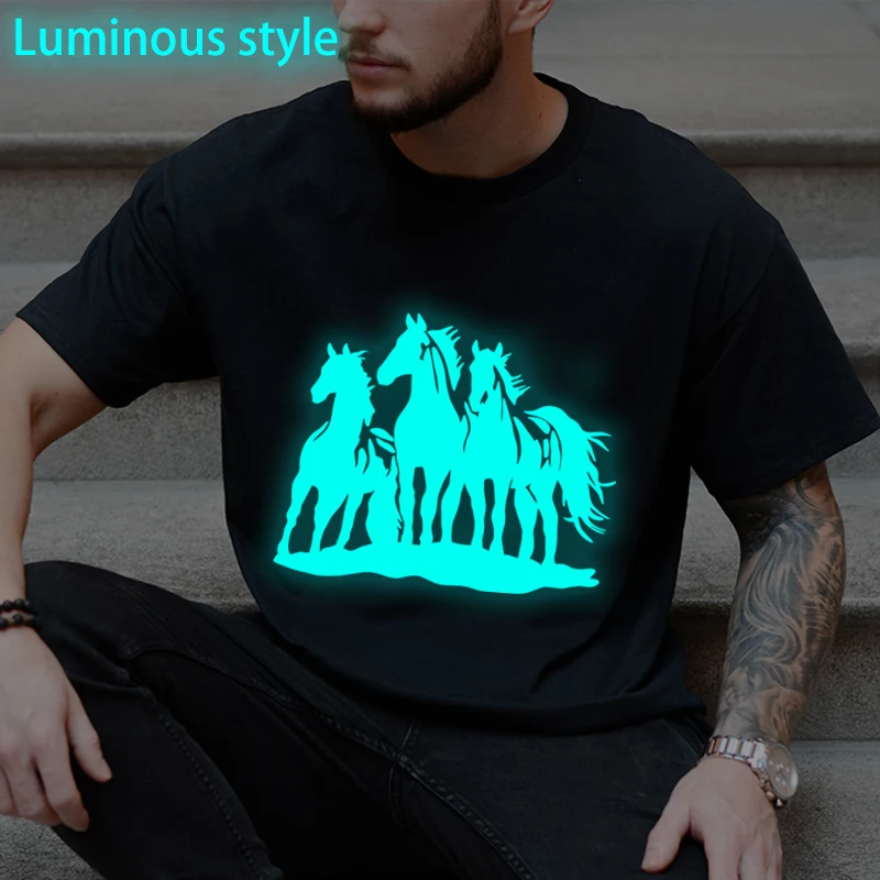 Men Luminous Style Fun Horse T-shirts Fashion Summer Short Sleeve Male Tshirts Casual 90s Vintage Animal Horse Ropa Hombre
Men Luminous Style Fun Horse T-shirts Fashion Summer Short Sleeve Male Tshirts Casual 90s Vintage Animal Horse Ropa Hombre