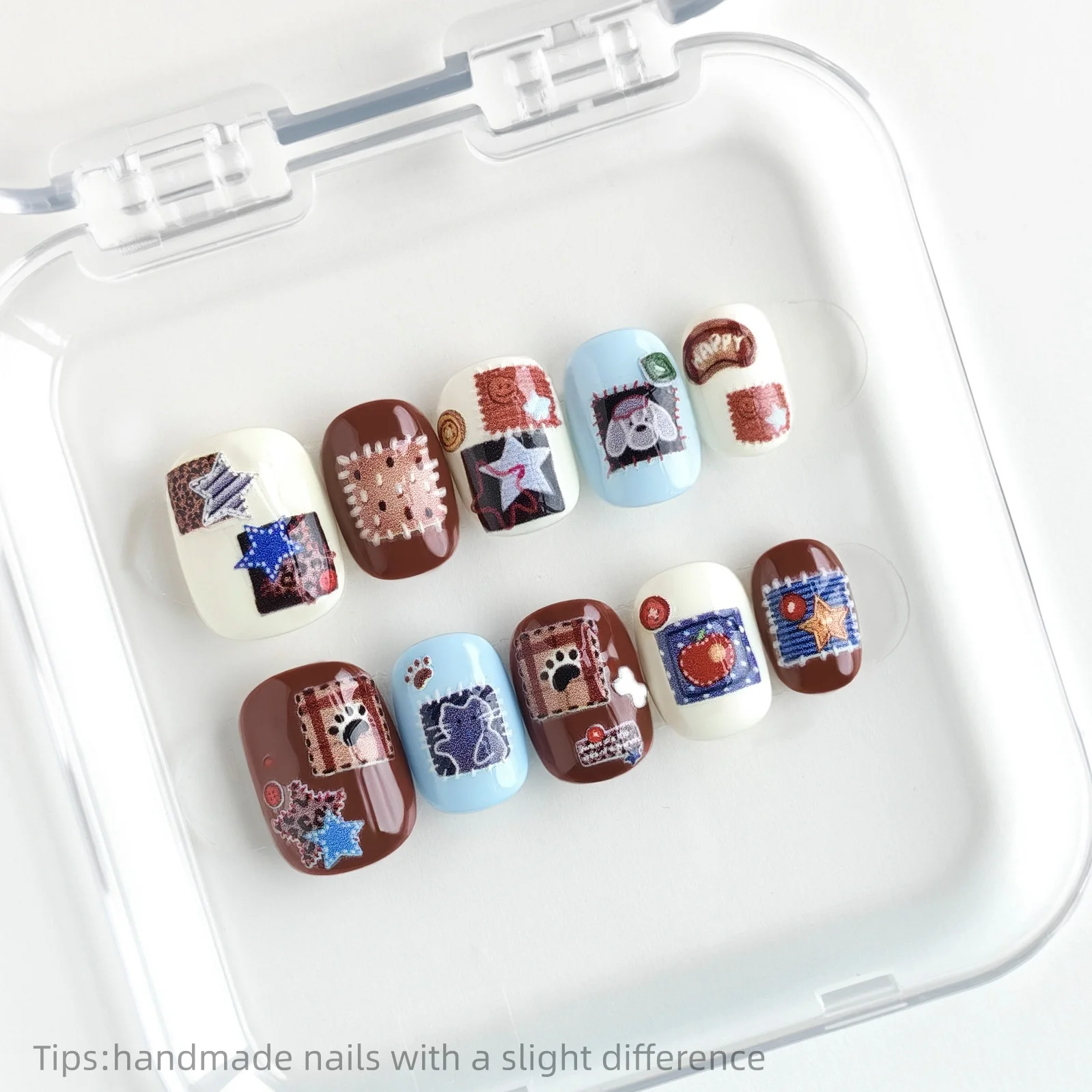 10 шт. Накладные ногти ручной работы, коричнево-белые, с мультяшным коллажем, квадратные, короткие, полное покрытие, многоразовые, милые, 2026
10 шт. Накладные ногти ручной работы, коричнево-белые, с мультяшным коллажем, квадратные, короткие, полное покрытие, многоразовые, милые, 2026