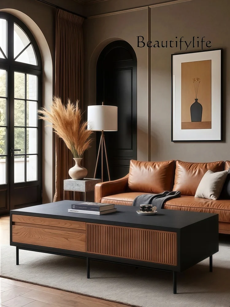 American retro style solid wood coffee table living room household small apartment medieval drawer storage rectangular tea table
American retro style solid wood coffee table living room household small apartment medieval drawer storage rectangular tea table