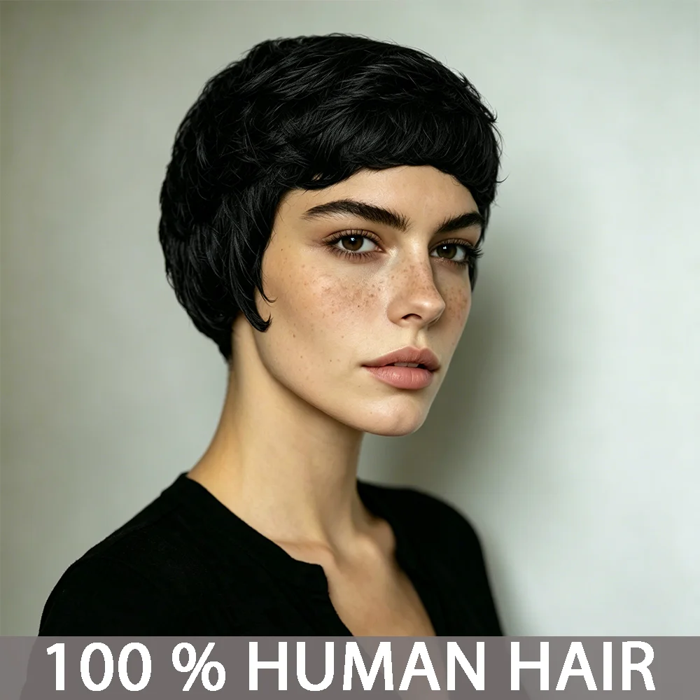 Black Wig Brazilian Human Hair Pixie Cut Wig Short Straight Layered Hair With Human Hair And Hight Density Full Machine Made
Black Wig Brazilian Human Hair Pixie Cut Wig Short Straight Layered Hair With Human Hair And Hight Density Full Machine Made