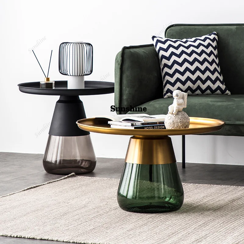 Nordic light luxury metal glass coffee table round simple creative small apartment living room ins side table combination design
Nordic light luxury metal glass coffee table round simple creative small apartment living room ins side table combination design