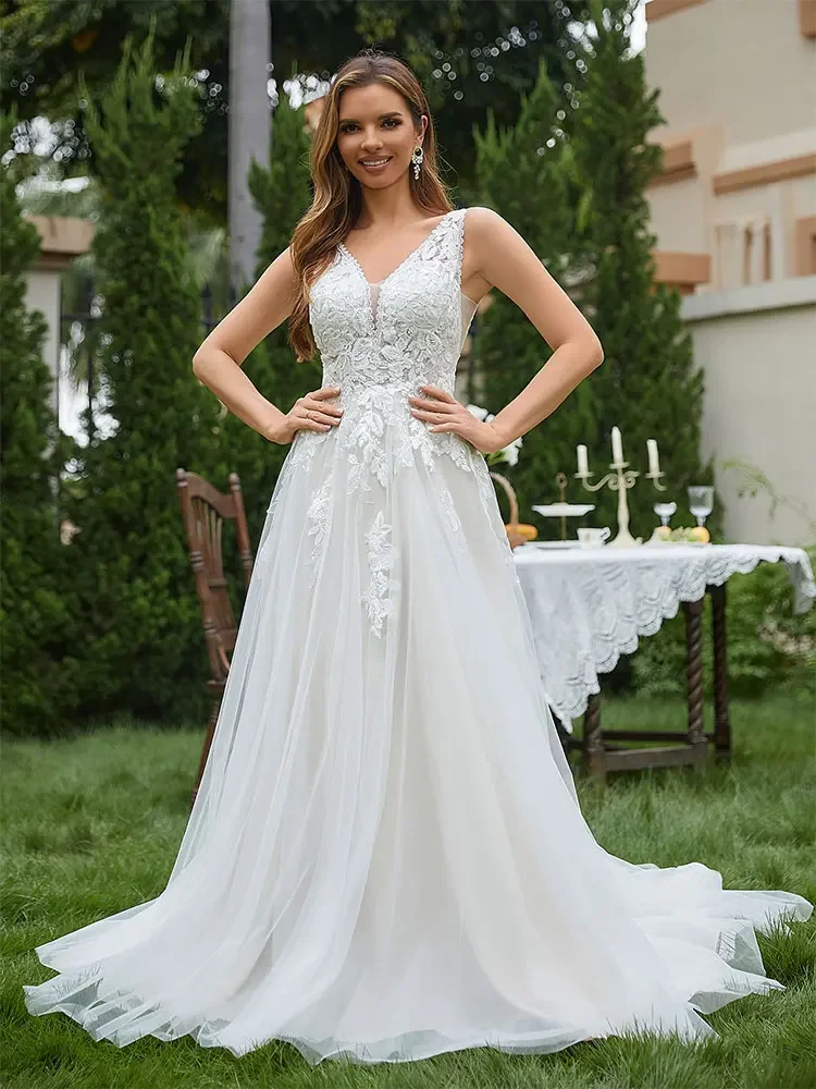 Flavinke Luxury Lace Wedding Dresses Vestido Novia 2024 V Neck Backless Tulle Ball Gown For Women Long Bridal Party Gown
Flavinke Luxury Lace Wedding Dresses Vestido Novia 2024 V Neck Backless Tulle Ball Gown For Women Long Bridal Party Gown