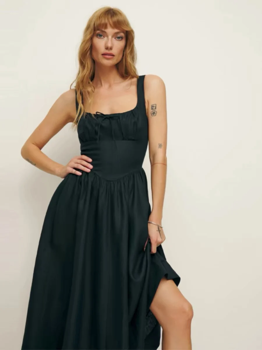 Sling Long Dress for Women 2024 New Spring Summer Linen Slim Elastic Waist Casual Sleeveless Robes
Sling Long Dress for Women 2024 New Spring Summer Linen Slim Elastic Waist Casual Sleeveless Robes
