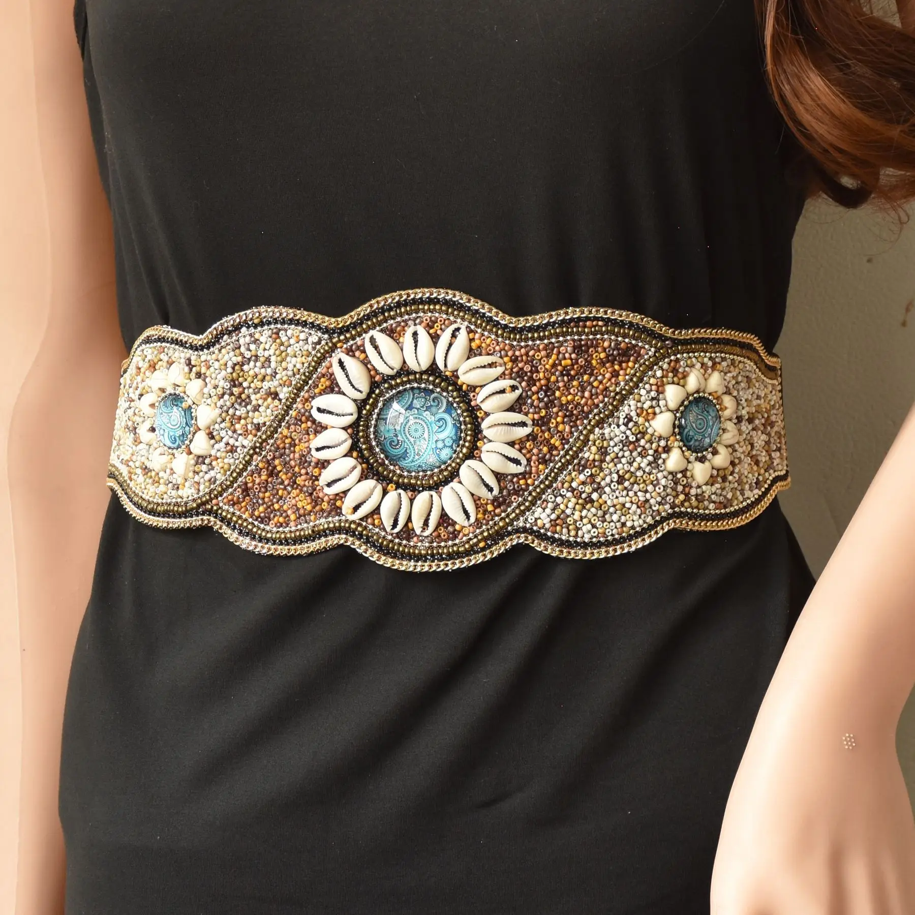 Bohemian Waistband for Women Ethnic Tribal Turquoise Colorful Beads Shell Elastic Snap Button Belt Jewelry Accessory
Bohemian Waistband for Women Ethnic Tribal Turquoise Colorful Beads Shell Elastic Snap Button Belt Jewelry Accessory