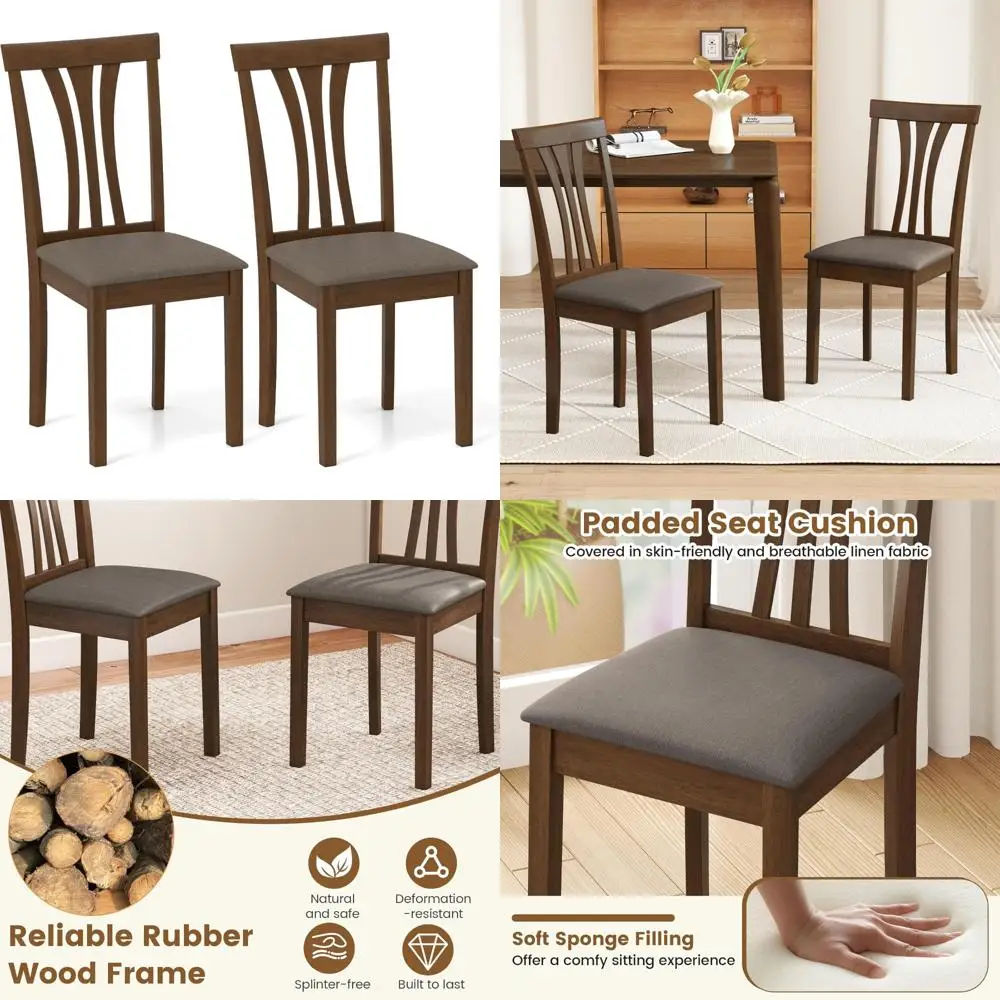 Wooden Dining Chairs Set of 2, Linen-Cloth Upholstered, Rubberwood Frame, Padded Seat, High Curved Back
Wooden Dining Chairs Set of 2, Linen-Cloth Upholstered, Rubberwood Frame, Padded Seat, High Curved Back