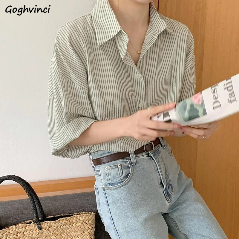 Short Sleeve Summer Shirts Female Striped Loose Casual All-mathch Vintage Retro Ins Harajuku French Style Ulzzang Shirt Women
Short Sleeve Summer Shirts Female Striped Loose Casual All-mathch Vintage Retro Ins Harajuku French Style Ulzzang Shirt Women