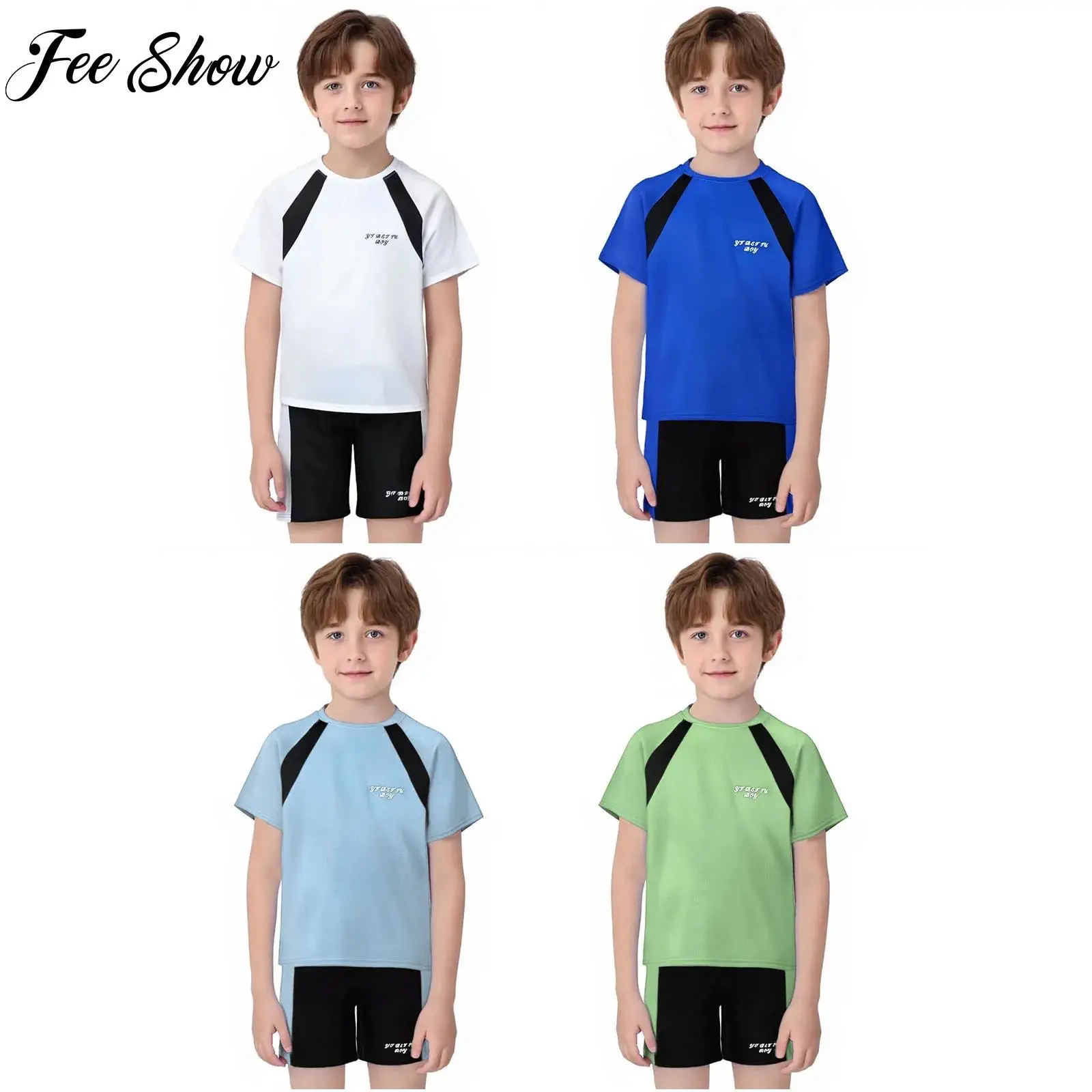 2 Pcs Kids Boy Fashion Soccer Workout Sports Set Quick-Drying Color Block Casual Tracksuit Short Sleeve Top Shorts Clothing Suit
2 Pcs Kids Boy Fashion Soccer Workout Sports Set Quick-Drying Color Block Casual Tracksuit Short Sleeve Top Shorts Clothing Suit