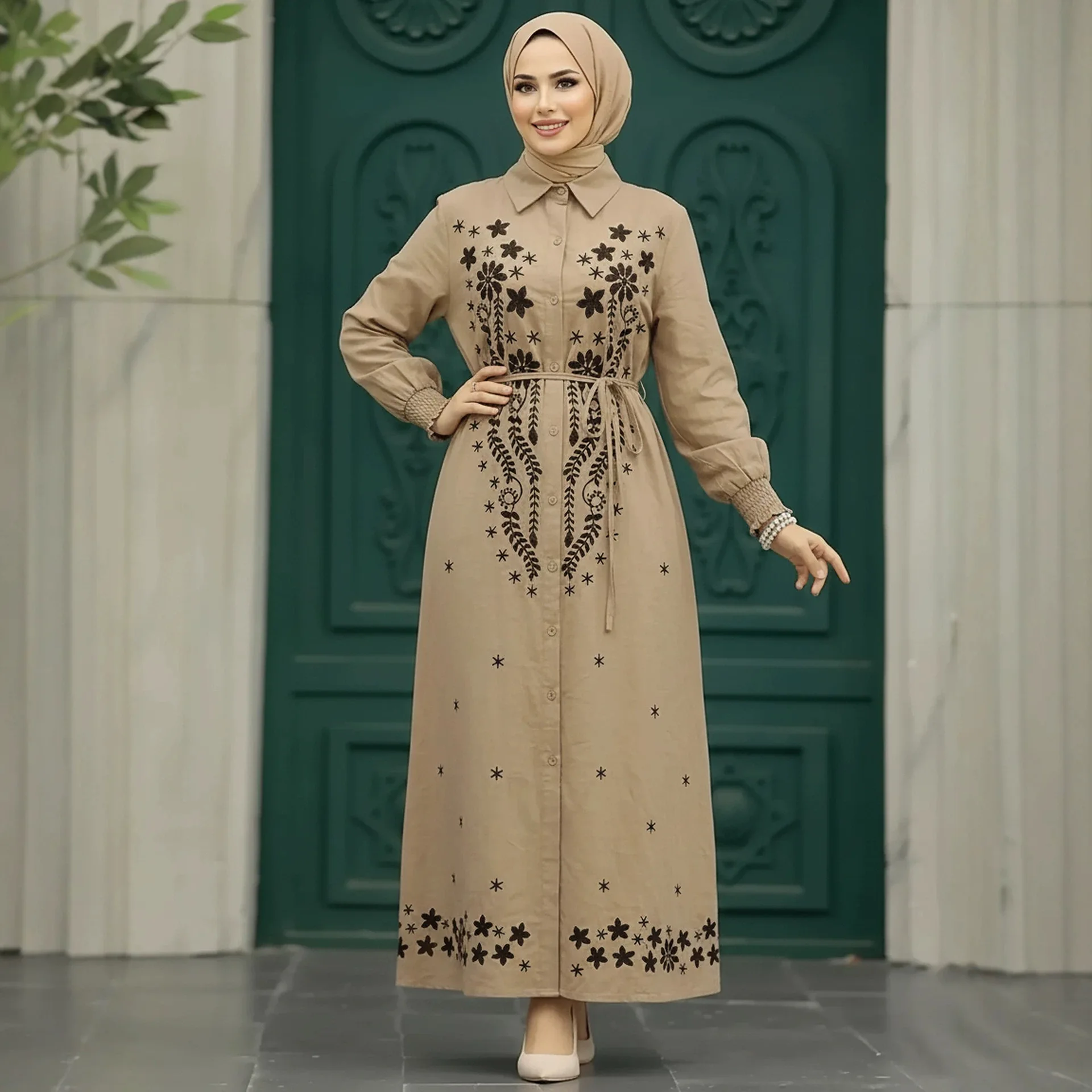 6-Color Muslim Women's Luxury Fashion Long Dress Robe Arab Heavy Industry Embroidered Collar Shoulder Loose Dress
6-Color Muslim Women's Luxury Fashion Long Dress Robe Arab Heavy Industry Embroidered Collar Shoulder Loose Dress