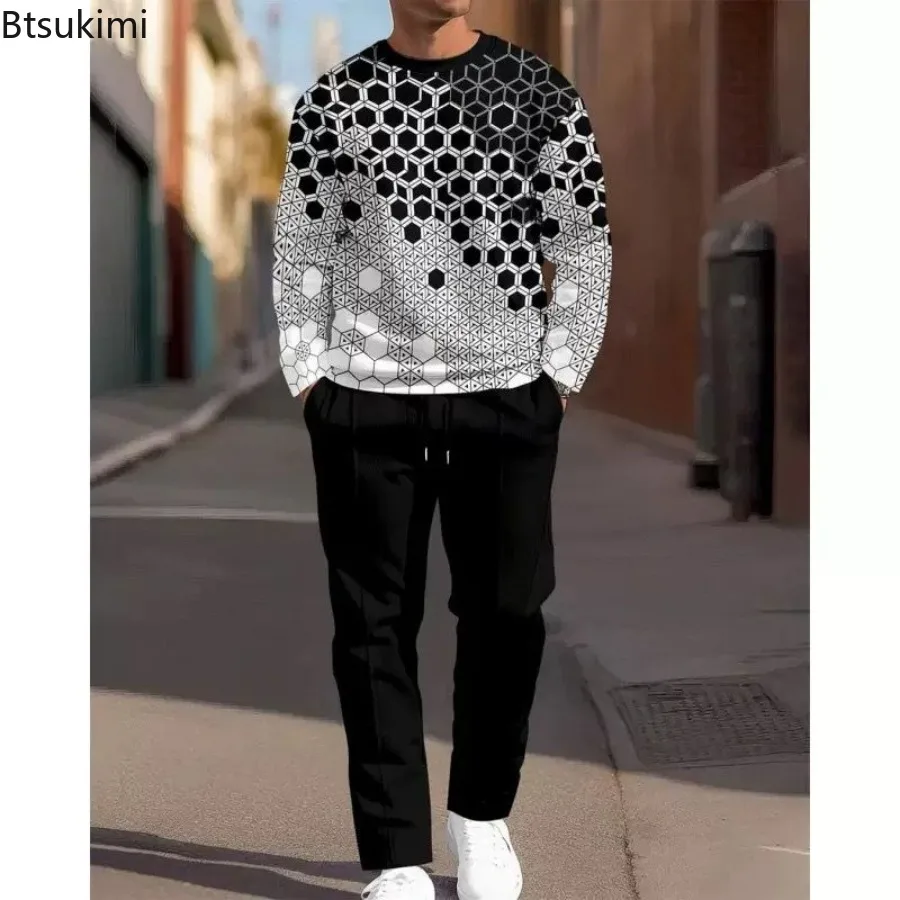 New Men's Fashion Stripes 3D Print Sportswear Set Casual Long-Sleeved T Shirt Pants 2-Piece Set Oversized Pullover Men Clothing
New Men's Fashion Stripes 3D Print Sportswear Set Casual Long-Sleeved T Shirt Pants 2-Piece Set Oversized Pullover Men Clothing