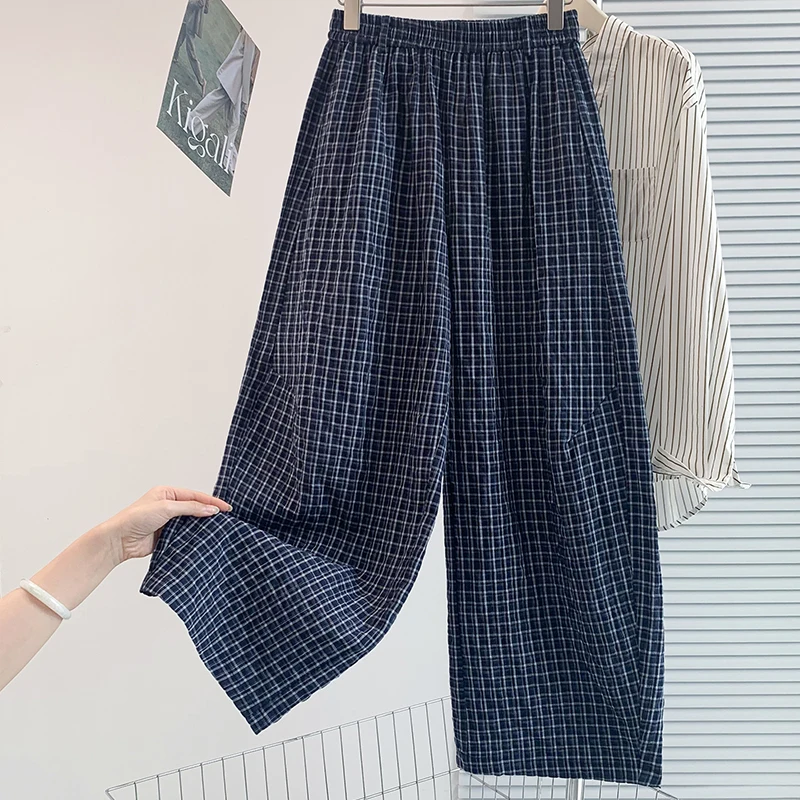 High-End plus Size Women's Plaid Casual Pants Harlan Wide Leg Nine-Tenths Summer New Arrival Comfortable Artistic Commute Style
High-End plus Size Women's Plaid Casual Pants Harlan Wide Leg Nine-Tenths Summer New Arrival Comfortable Artistic Commute Style