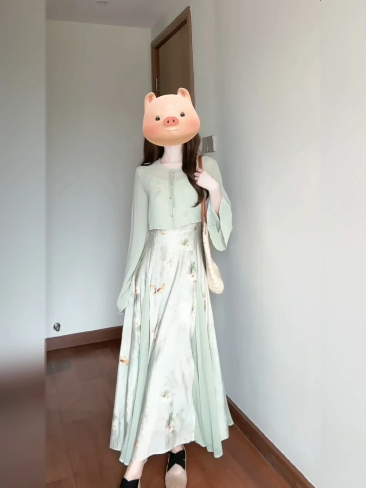 Комплект XZY Xinzhengyan: Летний топ и накидка с принтом в стиле Zen, больших размеров, с завышенной талией, А-силуэт, повседневная этническая одежда
Комплект XZY Xinzhengyan: Летний топ и накидка с принтом в стиле Zen, больших размеров, с завышенной талией, А-силуэт, повседневная этническая одежда