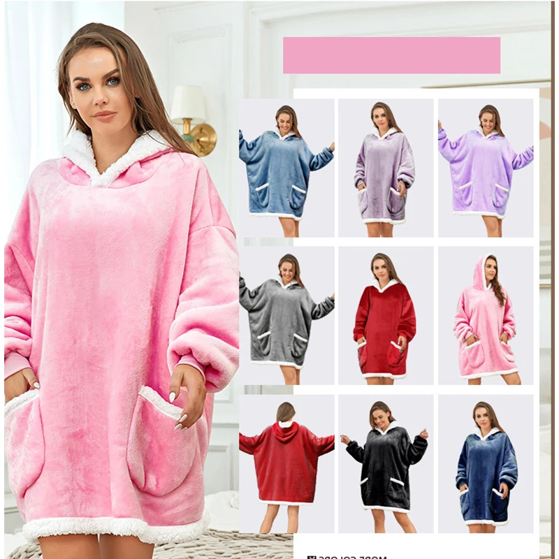 Solid Hoodie Blanket Winter Fluffy Fleece Weighted Sofa Hooded Blankets Adult Soft Warm Wearable Blanket With Sleeves Pajamas
Solid Hoodie Blanket Winter Fluffy Fleece Weighted Sofa Hooded Blankets Adult Soft Warm Wearable Blanket With Sleeves Pajamas