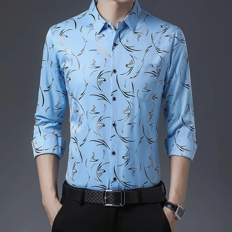 Men's Long-sleeved Shirt Youth Business Casual Lapel Fashion Pattern Shirt Spring and Autumn Top
Men's Long-sleeved Shirt Youth Business Casual Lapel Fashion Pattern Shirt Spring and Autumn Top