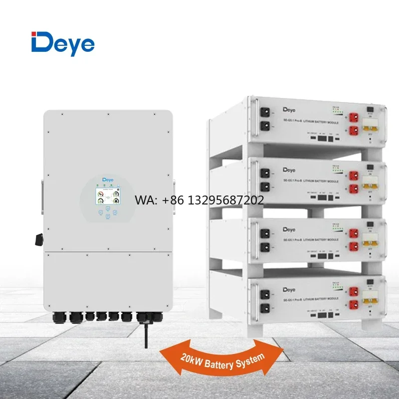 Deye Inverter and Battery All in One Set BESS Deye 3 Phase 10KW 12KW Hybrid Solar Inverter and 20kWh Battery Battery Set
Deye Inverter and Battery All in One Set BESS Deye 3 Phase 10KW 12KW Hybrid Solar Inverter and 20kWh Battery Battery Set