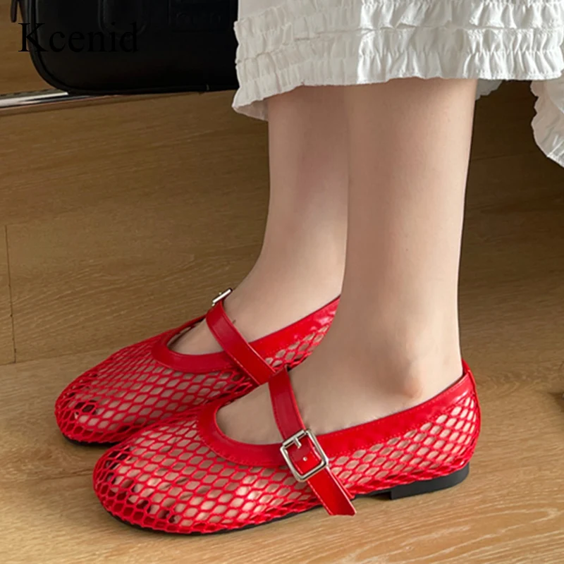 Kcenid Red Black Ballet Flat Shoes For Women Summer Breathable Mesh Hollow Single Strap Buckle Fishnet Design Plus Size 42 43
Kcenid Red Black Ballet Flat Shoes For Women Summer Breathable Mesh Hollow Single Strap Buckle Fishnet Design Plus Size 42 43