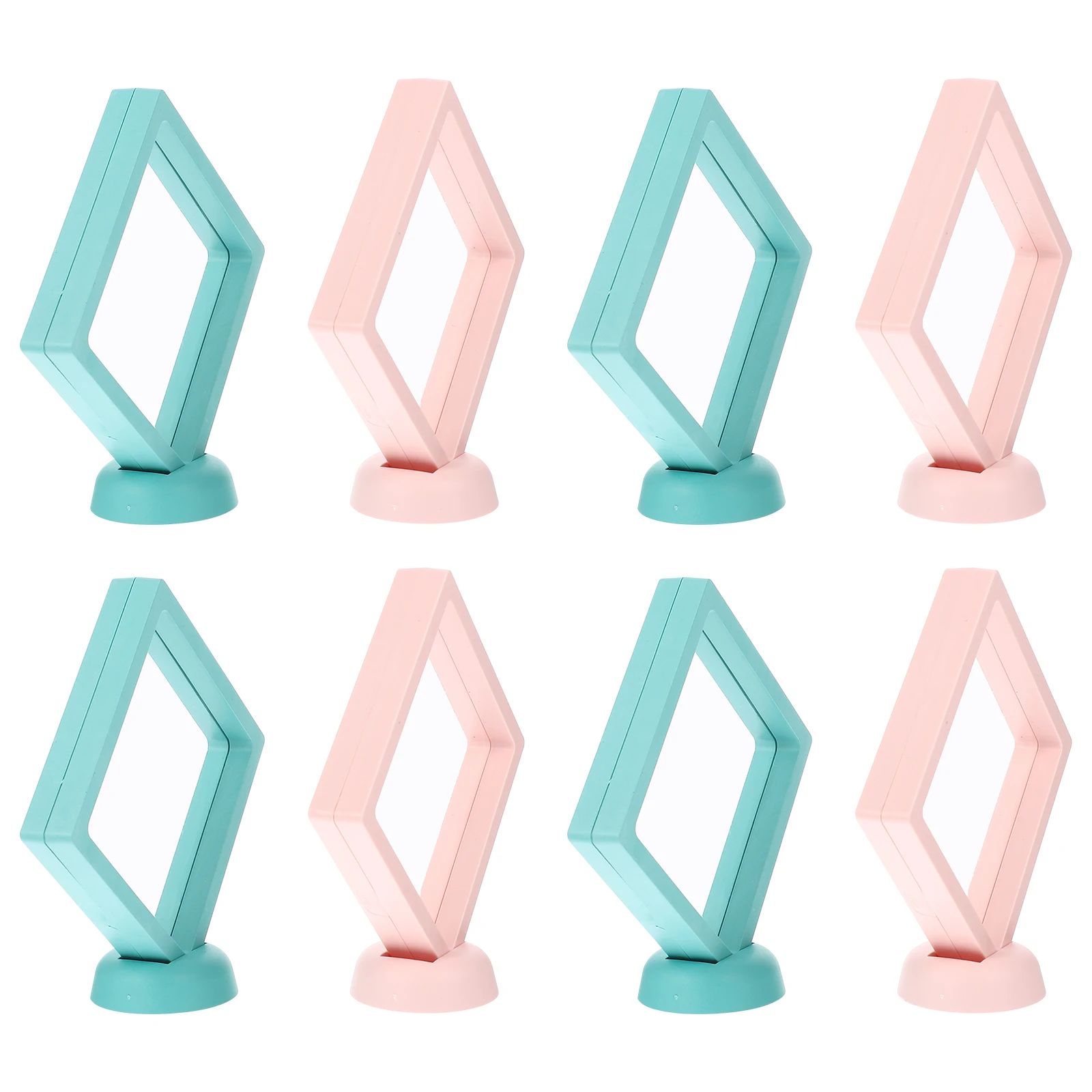 8 set 11cm Square Transparent 3D Floating Jewelry Display Frames Pink 4 Green 4 Sturdy Base Collectibles Storage Case
8 set 11cm Square Transparent 3D Floating Jewelry Display Frames Pink 4 Green 4 Sturdy Base Collectibles Storage Case