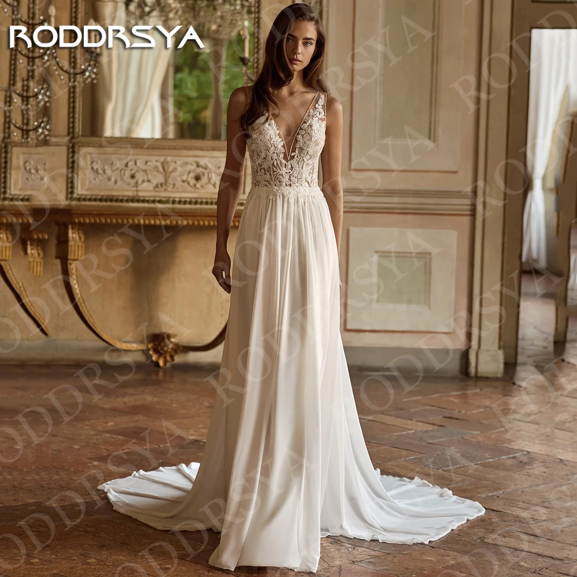 RODDRSYA V Neck Chiffon Wedding Dress Elegant Lace Boho A Line Romantic Sleeveless Applique Bridal Dresses Beach Customized 2026
RODDRSYA V Neck Chiffon Wedding Dress Elegant Lace Boho A Line Romantic Sleeveless Applique Bridal Dresses Beach Customized 2026