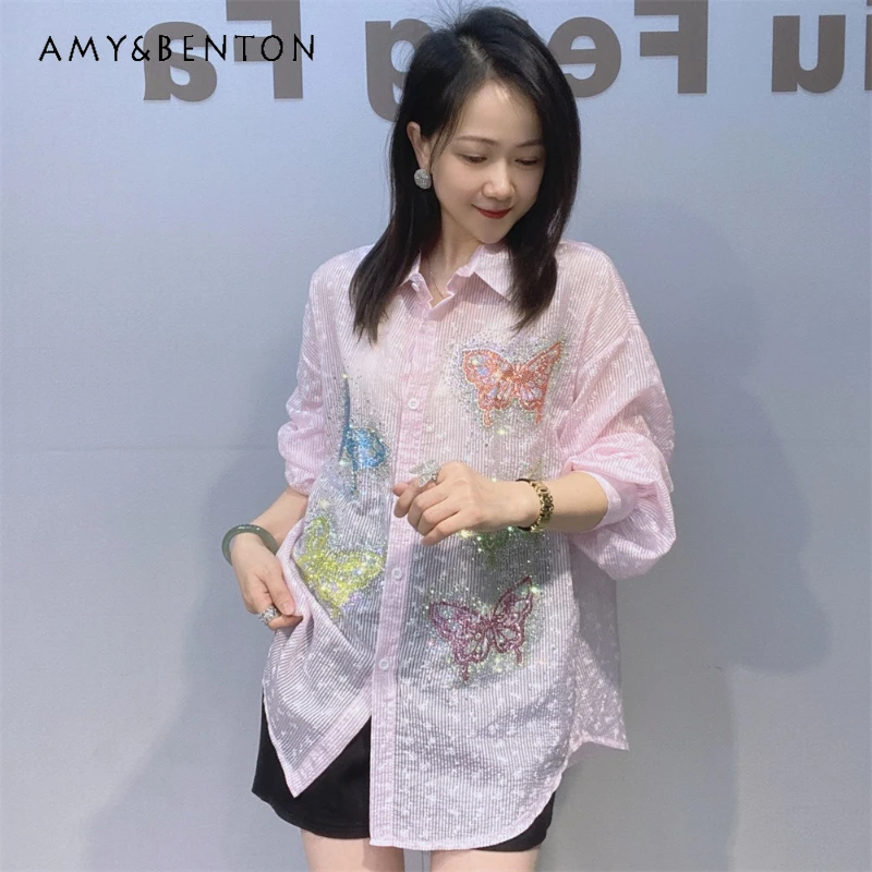 Women Thin Sun Protection Long Sleeves Shirt Summer Casual Versatile Loose Oversized Rhinestone Decor Fashion Tops Blouse Ladies
Women Thin Sun Protection Long Sleeves Shirt Summer Casual Versatile Loose Oversized Rhinestone Decor Fashion Tops Blouse Ladies