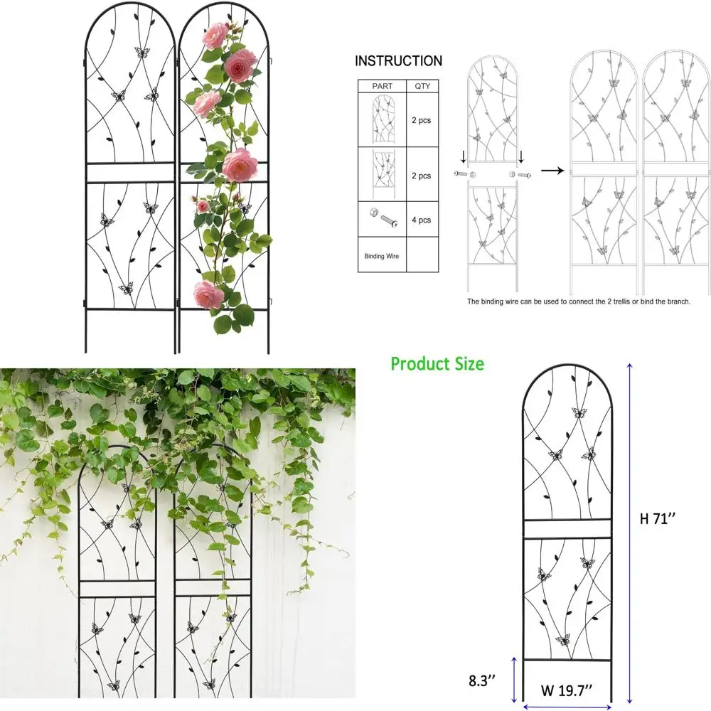 Heavy Duty Black Metal Garden Trellis for Climbing Plants, 71 x 19.7, Rustproof and Suitable for Roses and Vines
Heavy Duty Black Metal Garden Trellis for Climbing Plants, 71 x 19.7, Rustproof and Suitable for Roses and Vines