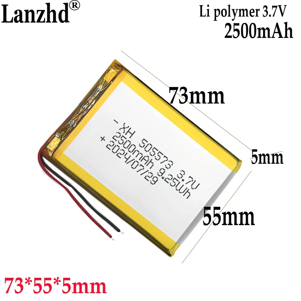 2025 505573 3.7V 2500mah Li polymer battery For Tablet laptop charging bank car locator lost; preventer desk lamp LED lighting
2025 505573 3.7V 2500mah Li polymer battery For Tablet laptop charging bank car locator lost; preventer desk lamp LED lighting