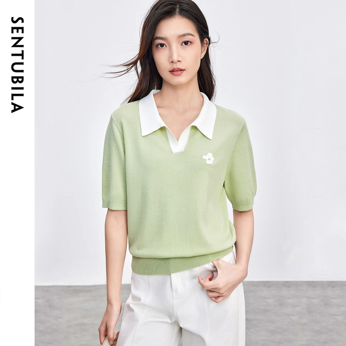 SENTUBILA Spliced Embroidery T-shirt Women 2025 Spring Summer Casual Chic Turn Down Collar Short Sleeve Knit Tops W52H59005
SENTUBILA Spliced Embroidery T-shirt Women 2025 Spring Summer Casual Chic Turn Down Collar Short Sleeve Knit Tops W52H59005